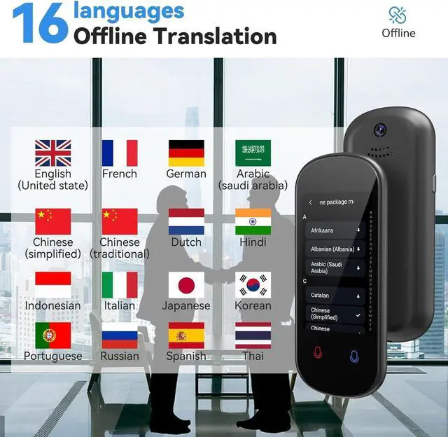 Alt view image 4 of 7 - Language Translator Device No WiFi Needed, 137+ Languages Voice Translator Device Two-Way, Instant Translation Device Real Time Support Offline/Recording/Photo Translation for Travel Business Gift