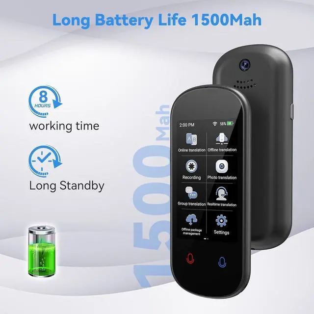 Alt view image 7 of 7 - Language Translator Device No WiFi Needed, 137+ Languages Voice Translator Device Two-Way, Instant Translation Device Real Time Support Offline/Recording/Photo Translation for Travel Business Gift