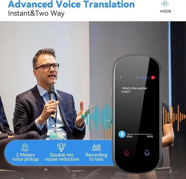Alt view image 5 of 7 - Language Translator Device No WiFi Needed, 137+ Languages Voice Translator Device Two-Way, Instant Translation Device Real Time Support Offline/Recording/Photo Translation for Travel Business Gift