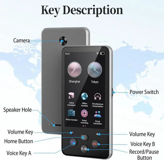 Alt view image 6 of 7 - Language Translator Device, Real Time Translation Device for 138 Languages/Chatgpt/Offline/Recording/Photo Translator, 3.97"Touch Screen, Portable Translator for Business Travel Learning