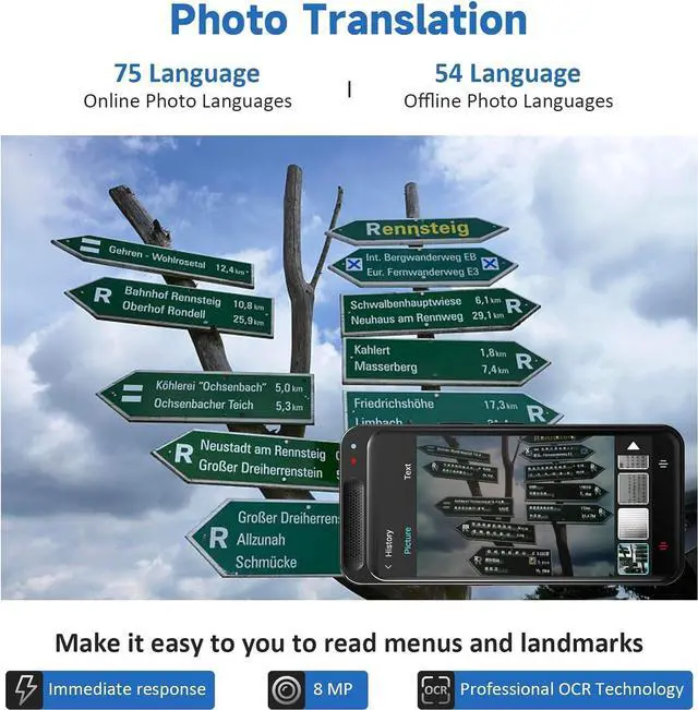 Alt view image 6 of 7 - Language Translator Device 138 Languages Two-Way Instant Translator Device, 4" 1 HD Screen Accuracy Real-time Voice Translation Support Offline&Chatgpt&Record&Photo Translation for Business Travel