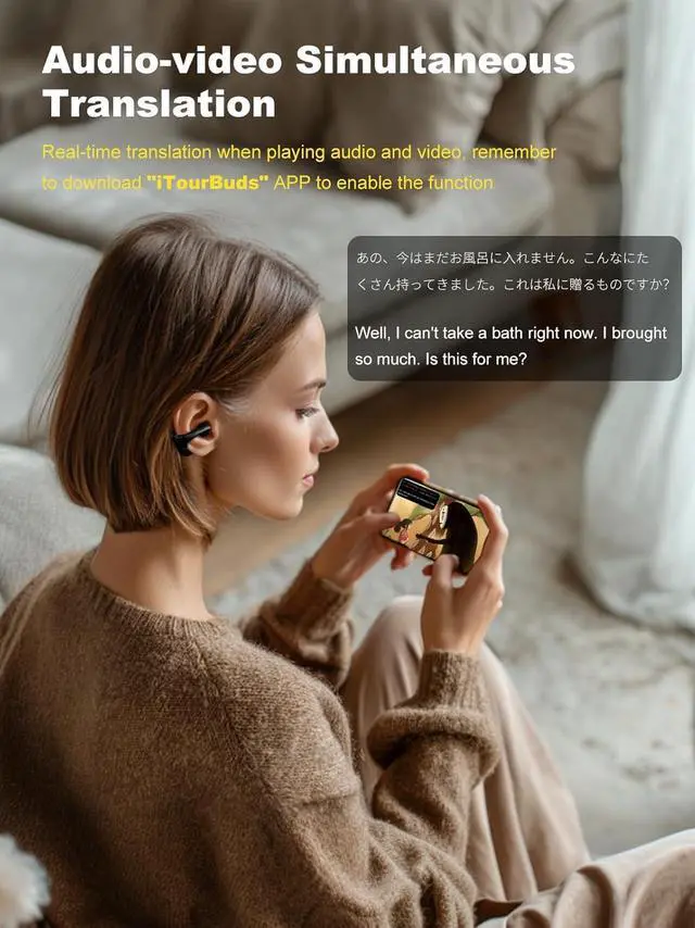 Alt view image 6 of 7 - iTour Z50S Pro Translation Earbuds Real Time, Translator Earbuds 127 Languages, Two Way Language Translator Device with App Lifetime-Free, Open Ear Translation Earphones for Travel Business Learning