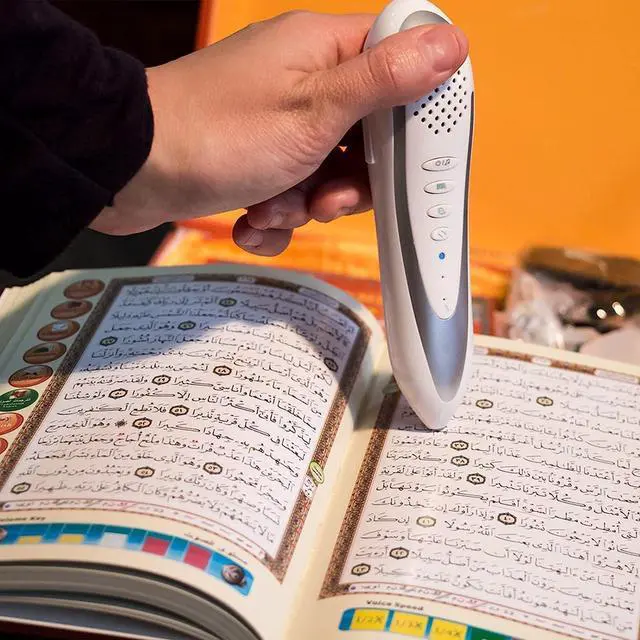 Alt view image 3 of 6 - Quran Reading Pen, AIPEBANI Large Size Quran Book Electronic Reader Pen Word-by-Word Digital Rechargeable Holy Quran Recorder 25 Languages and Reciters 6 Books, Ramadan Gift for Kids Adults Blue