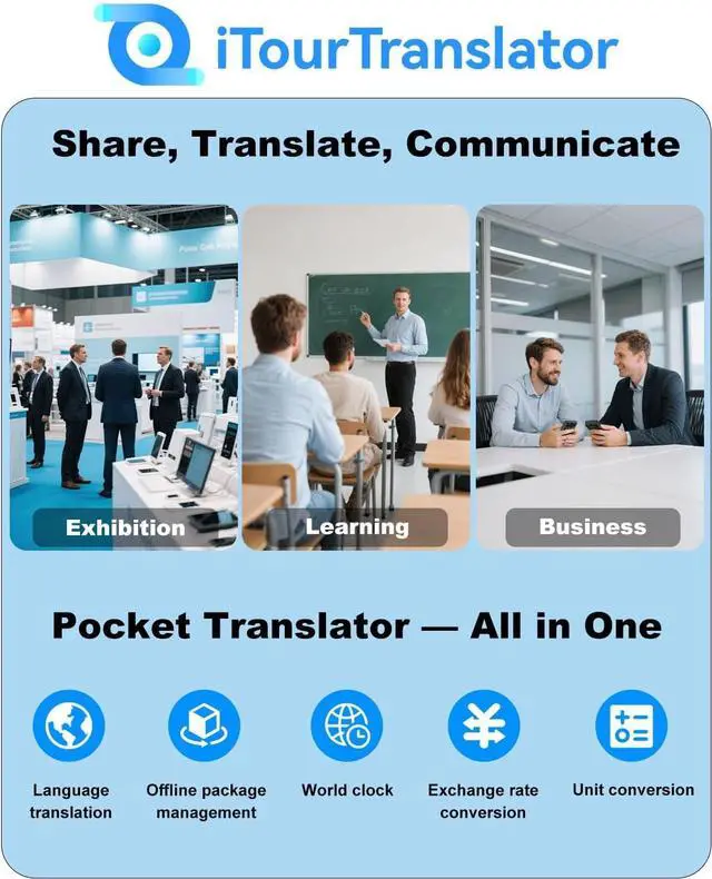 Alt view image 7 of 7 - iTour D-Lite Dual Screen Language Translator Device, 2025 Real-Time Voice Translation Interpreter Hub 139 Languages, Group Chat & Photo & PhoneTranslation, Instant Pocket AI Translator Device