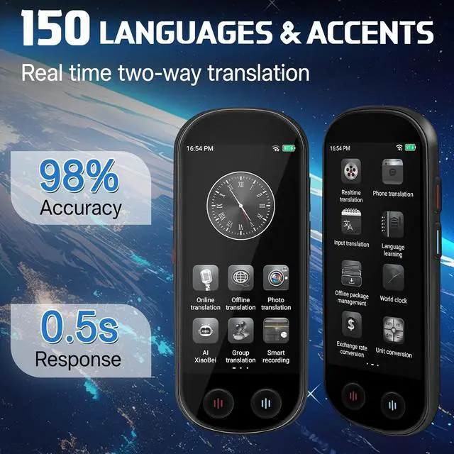 Alt view image 3 of 7 - NICEWIN Language Translator Device - Real Time Translation Device with 150+ Languages, Upgraded Ai Translator No WiFi Needed, Offline Recording Photo Input Translation for Travel Business Learning