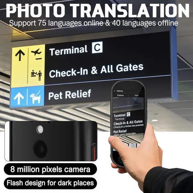 Alt view image 5 of 7 - NICEWIN Language Translator Device - Real Time Translation Device with 150+ Languages, Upgraded Ai Translator No WiFi Needed, Offline Recording Photo Input Translation for Travel Business Learning