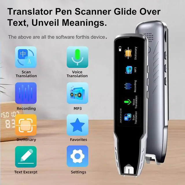 Alt view image 4 of 7 - Translator Pen for Dyslexia & Language Learning - 112 Languages Voice Translation Device with Offline Mode, Text Excerpt & Portable Scan Reader Pen for Kids/Adults (Grey)