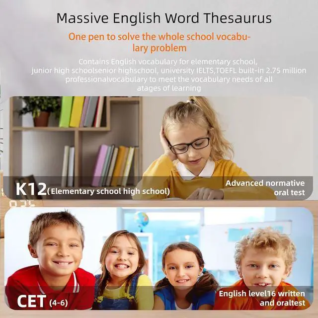 Alt view image 5 of 7 - Translator Pen for Dyslexia & Language Learning - 112 Languages Voice Translation Device with Offline Mode, Text Excerpt & Portable Scan Reader Pen for Kids/Adults (Grey)