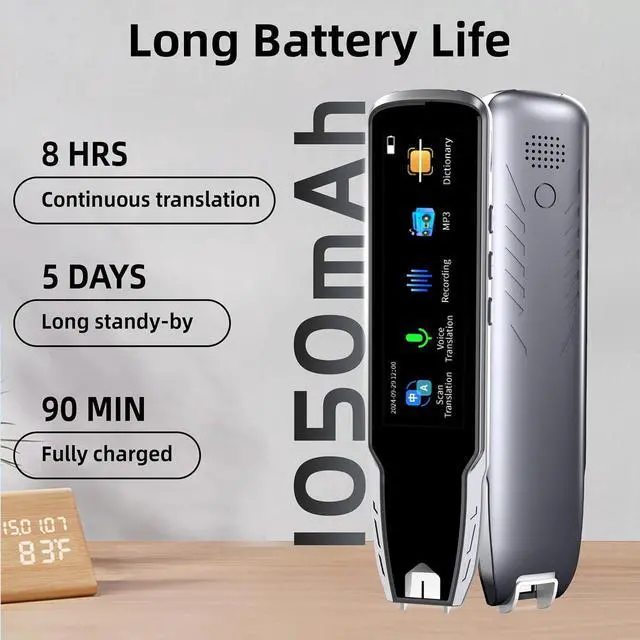 Alt view image 7 of 7 - Translator Pen for Dyslexia & Language Learning - 112 Languages Voice Translation Device with Offline Mode, Text Excerpt & Portable Scan Reader Pen for Kids/Adults (Grey)