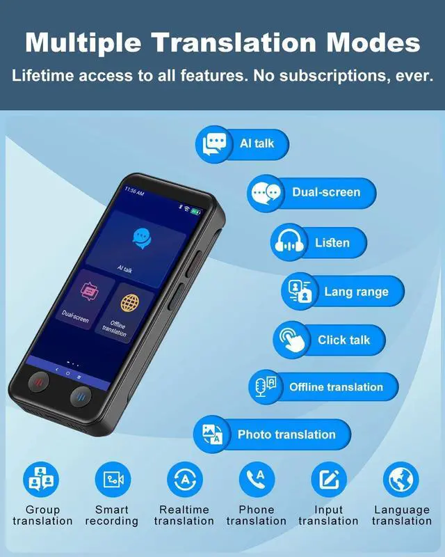 Alt view image 2 of 7 - iTour D-PRO Language Translation Device, Dual Screen Translator Device | 139 Languages | Face-to-Face Bidirection Simultaneous Translation, Instant Voice Translator for Travel, Learning, Business