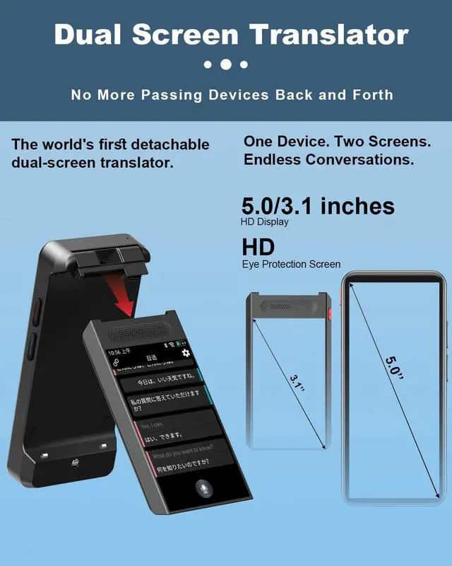 Alt view image 7 of 7 - iTour D-PRO Language Translation Device, Dual Screen Translator Device | 139 Languages | Face-to-Face Bidirection Simultaneous Translation, Instant Voice Translator for Travel, Learning, Business