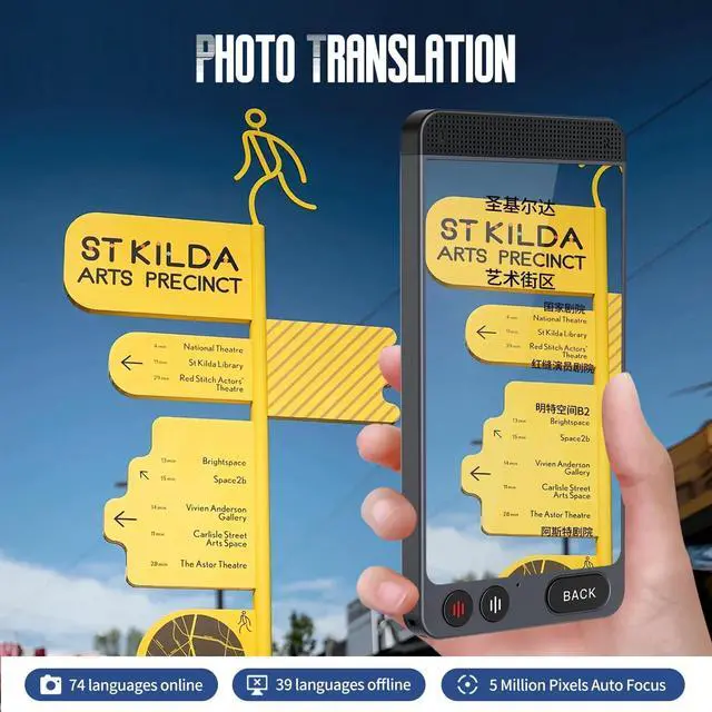 Alt view image 3 of 7 - 2025 Language Translator Device, Support 142 Languages and Accents, Two Way Real-Time Voice Translation, Online/Offline/AI/Voice/Photo Translation for Travel, Learning and Business, 2000mA