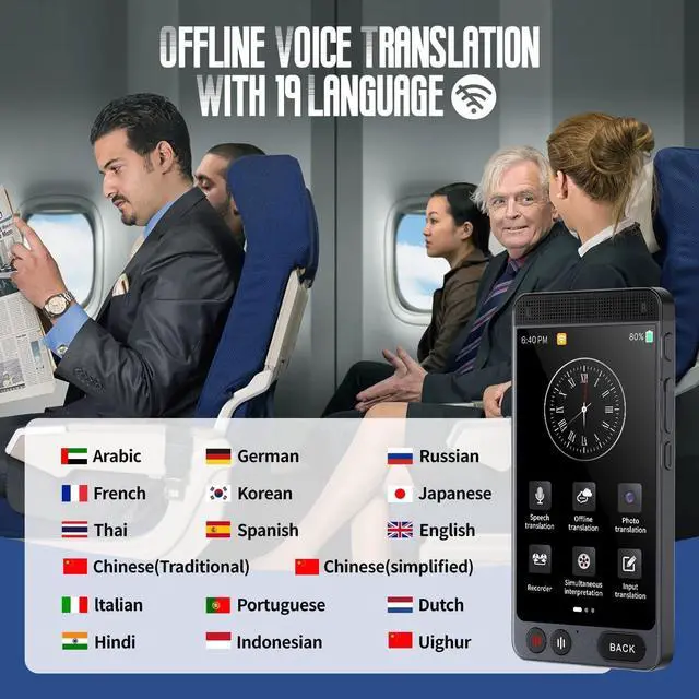 Alt view image 5 of 7 - 2025 Language Translator Device, Support 142 Languages and Accents, Two Way Real-Time Voice Translation, Online/Offline/AI/Voice/Photo Translation for Travel, Learning and Business, 2000mA