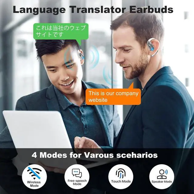 Alt view image 6 of 7 - AI Translation Earbuds Real Time,Language Translator Earbuds with 144 Languages & Accents,Wireless Bluetooth HD Sound AI Language Translator fit iOS & Android for Travel Business Learning (Black)