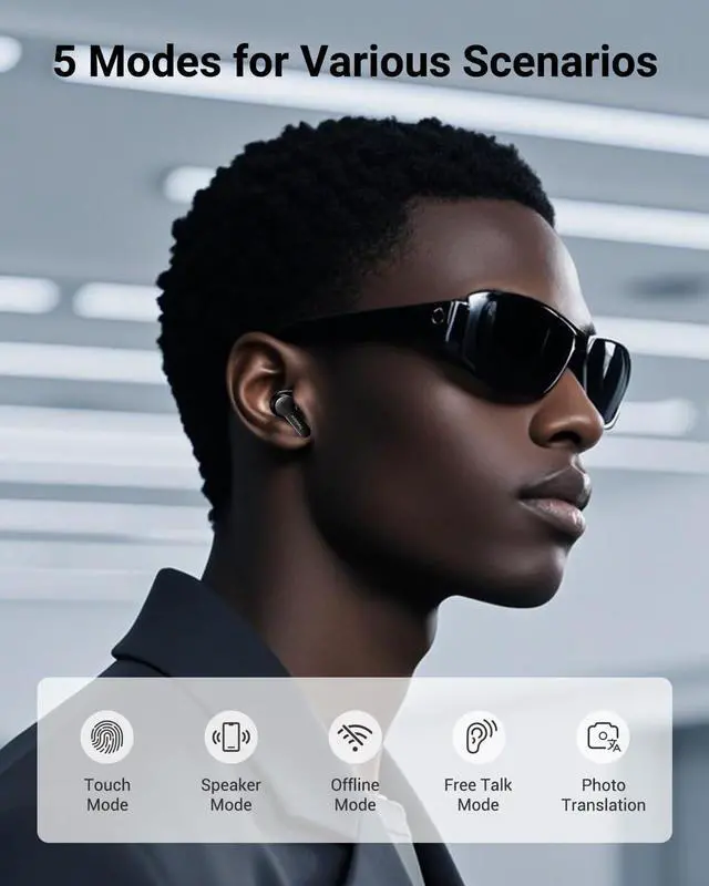 Alt view image 3 of 7 - XUPURTLK Translation Earbuds Real Time for 144 Languages, AI Translator Earbuds for iPhone and Android, 3-in-1 Translation Headphones Translating Earbuds for Travel Business Learning