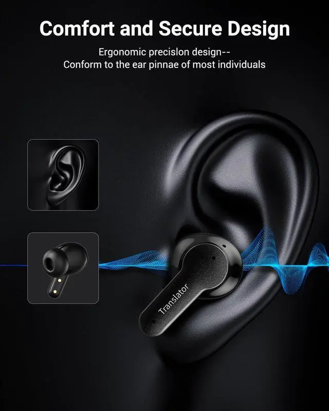 Alt view image 7 of 7 - XUPURTLK Translation Earbuds Real Time for 144 Languages, AI Translator Earbuds for iPhone and Android, 3-in-1 Translation Headphones Translating Earbuds for Travel Business Learning