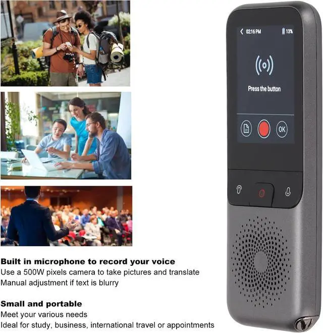 Alt view image 4 of 7 - T11 Smart Voice Translator, Realtime 2 Way Translation, 2.4 Inch 138 Languages Portable Voice Translation, Support /Photo/Recording, for Travel, Shopping, Conference etc.