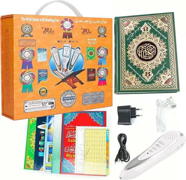 Main image of Quran Reading Pen Ramadan Digital 16GB Memory Downloading Reciters and Languages English Arabic Urdu French Spanish German etc,with 6 Holy Quran Books for Kid and Arabic