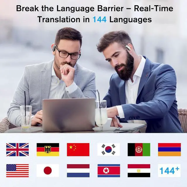 Alt view image 3 of 7 - Ai Translation Earbuds Real Time 2025 Upgrade, Language Translator Earbuds 3 in 1, 144 Languages Ai Translating, Headphone Fit iOS and Android, AI Noise Reduction,No Subscription (Dark Grey)