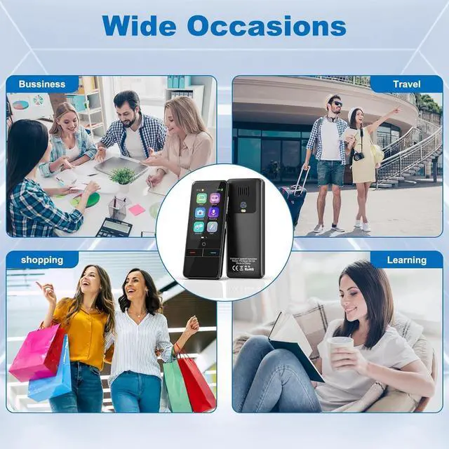 Alt view image 7 of 7 - Language Translator Device, No WiFi Needed Portable Two-Way Instant Translator,High Accuracy Real-Time Translator with 139 Languages Offline Online Photo Translation for Travel, Business, Learning