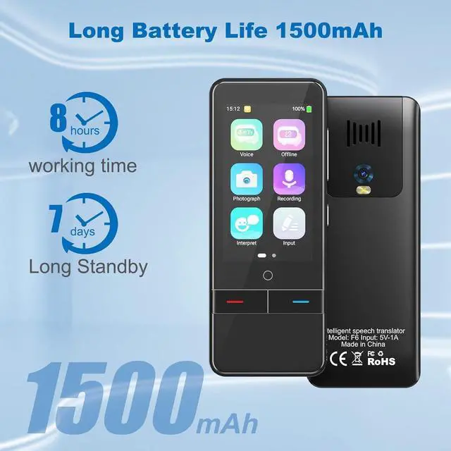 Alt view image 6 of 7 - Language Translator Device, No WiFi Needed Portable Two-Way Instant Translator,High Accuracy Real-Time Translator with 139 Languages Offline Online Photo Translation for Travel, Business, Learning