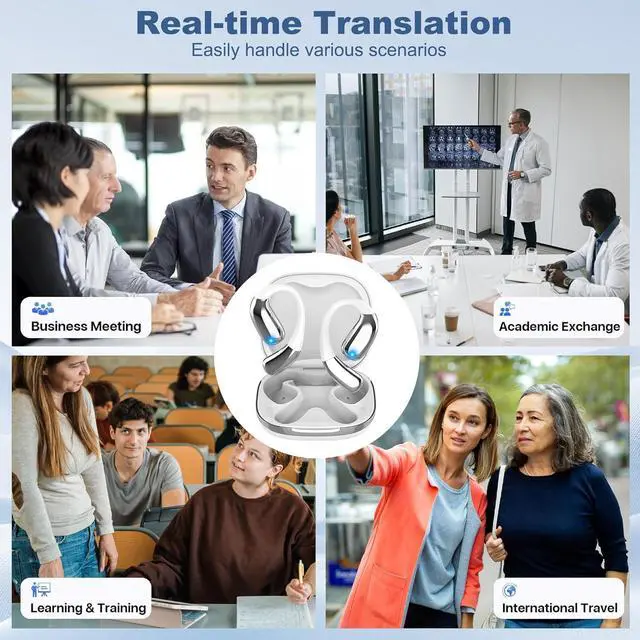 Alt view image 5 of 7 - AI Translation Earbuds Real Time,Language Translator Earbuds with 144 Languages & Accents,Wireless Bluetooth HD Sound AI Language Translator fit iOS & Android for Travel Business Learning (Black)