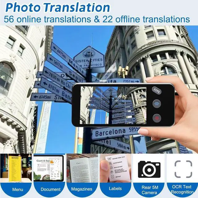 Alt view image 3 of 7 - Language Translator Device, 2025 Latest 143+ Languages Translator, Two-Way AI Voice Instant Translator,Supports Voice/Text/Offline/Photo, for Travel, Business,Study(Black)