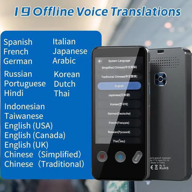 Alt view image 6 of 7 - Language Translator Device, 2025 Latest 143+ Languages Translator, Two-Way AI Voice Instant Translator,Supports Voice/Text/Offline/Photo, for Travel, Business,Study(Black)