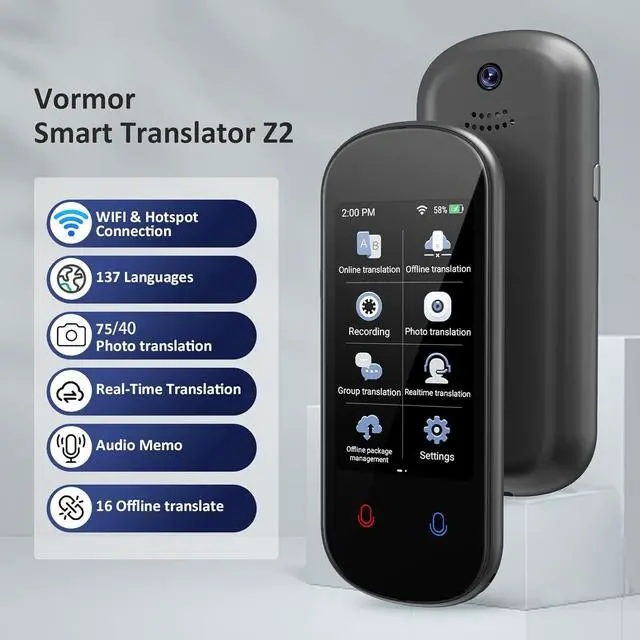 Alt view image 2 of 7 - Language Translator Device No WiFi Needed, 138 Languages Two Way Real-Time Voice Translation with 3HD Touch Screen, Instant Translator Support Offline/Recording/Photo Translation for Travel Business