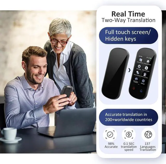Alt view image 3 of 7 - Language Translator Device No WiFi Needed, 138 Languages Two Way Real-Time Voice Translation with 3HD Touch Screen, Instant Translator Support Offline/Recording/Photo Translation for Travel Business