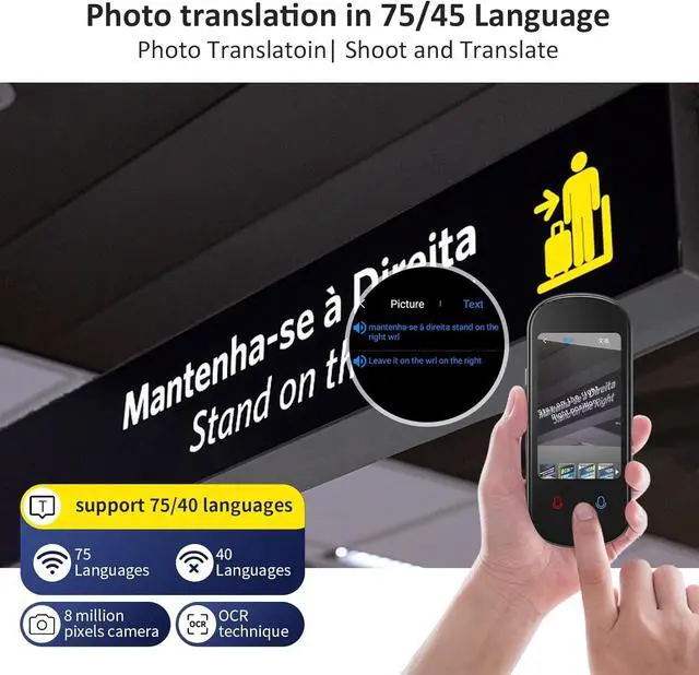 Alt view image 5 of 7 - Language Translator Device No WiFi Needed, 138 Languages Two Way Real-Time Voice Translation with 3HD Touch Screen, Instant Translator Support Offline/Recording/Photo Translation for Travel Business
