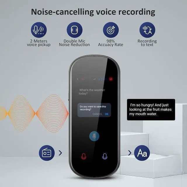 Alt view image 6 of 7 - Language Translator Device No WiFi Needed, 138 Languages Two Way Real-Time Voice Translation with 3HD Touch Screen, Instant Translator Support Offline/Recording/Photo Translation for Travel Business