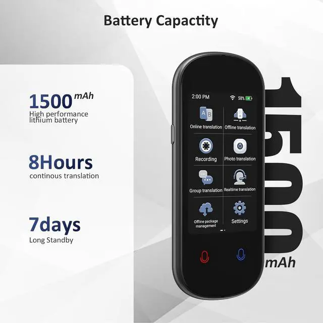 Alt view image 7 of 7 - Language Translator Device No WiFi Needed, 138 Languages Two Way Real-Time Voice Translation with 3HD Touch Screen, Instant Translator Support Offline/Recording/Photo Translation for Travel Business