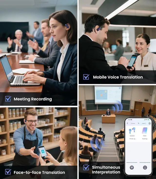 Alt view image 3 of 7 - AI Translation Earbuds Real Time, 3-in-1 Translator Earbuds with 144 Languages and Accents Headphones Translating Device, Open-Ear Wireless Bluetooth Earbuds with Charging Case for iPhone and Android