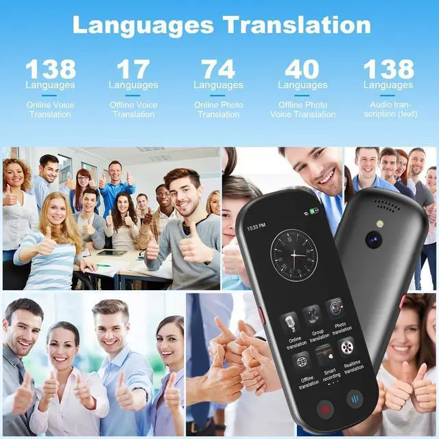 Alt view image 3 of 7 - Language Translator Device in 138 Languages Instant No WiFi Needed, Portable Photo Real-Time Offline Online Voice Two-Way Translation with 5.1" HD Touchscreen for Business Learning