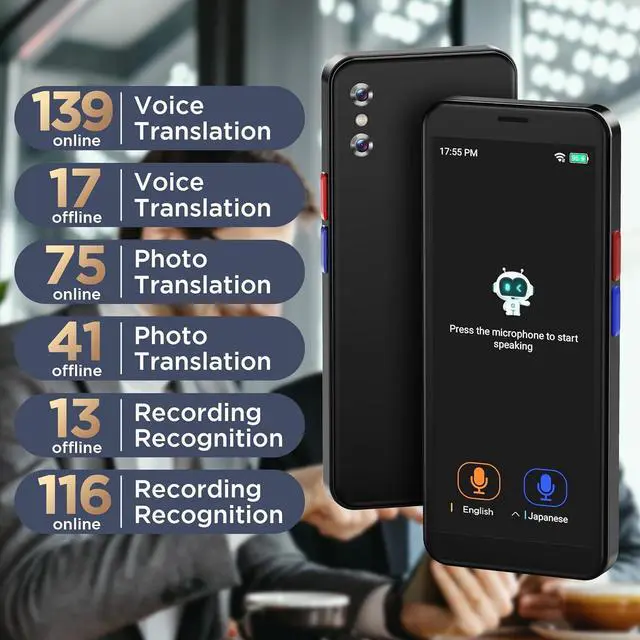 Alt view image 2 of 7 - Real-Time AI Language Translator Device - Two Way Voice Translation Recorder, Updated Support 150 Languages Translating, ChatGpt Online/Offline, Recording, Photo Translation with 6inch HD Touch Screen