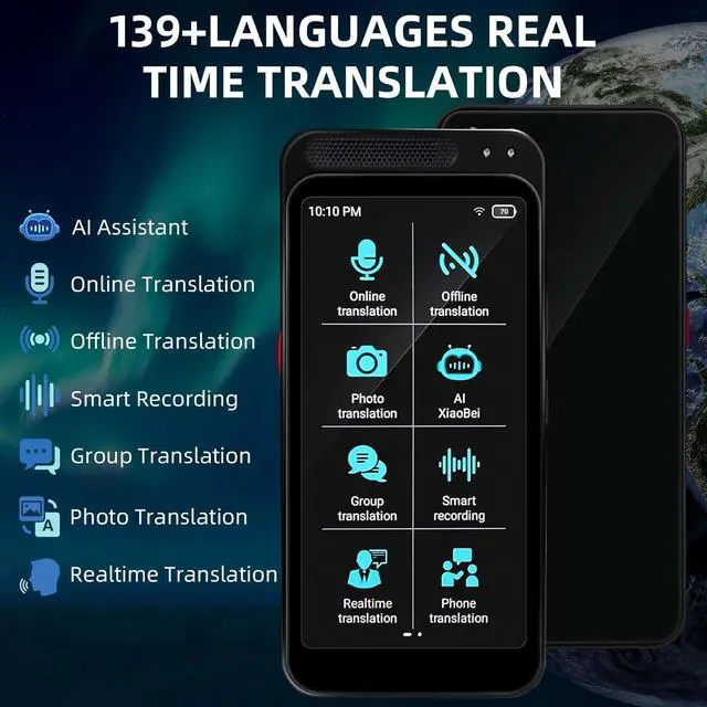 Alt view image 4 of 7 - AI Language Translator Device with Offline Voice and Photo Translation, Supports 139 Languages, No WiFi Needed, High Accuracy Instant Real Time Translator with ChatGPT for Travel and Business