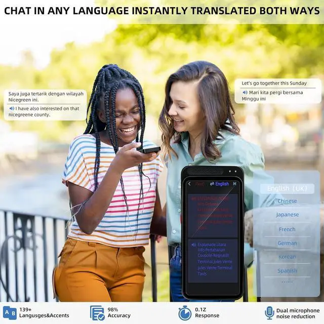 Alt view image 6 of 7 - AI Language Translator Device with Offline Voice and Photo Translation, Supports 139 Languages, No WiFi Needed, High Accuracy Instant Real Time Translator with ChatGPT for Travel and Business