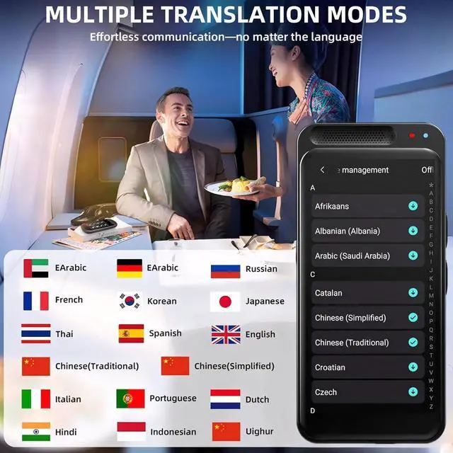 Alt view image 5 of 7 - AI Language Translator Device with Offline Voice and Photo Translation, Supports 139 Languages, No WiFi Needed, High Accuracy Instant Real Time Translator with ChatGPT for Travel and Business