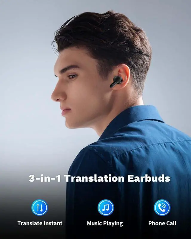 Alt view image 2 of 7 - XUPURTLK AI Translator Earbuds, Language Translator Earbuds, Translation Earbuds Real Time with 144 Languages & Accents, 3-in-1 Translator Device for Travel, Business, Learning (02-Black)