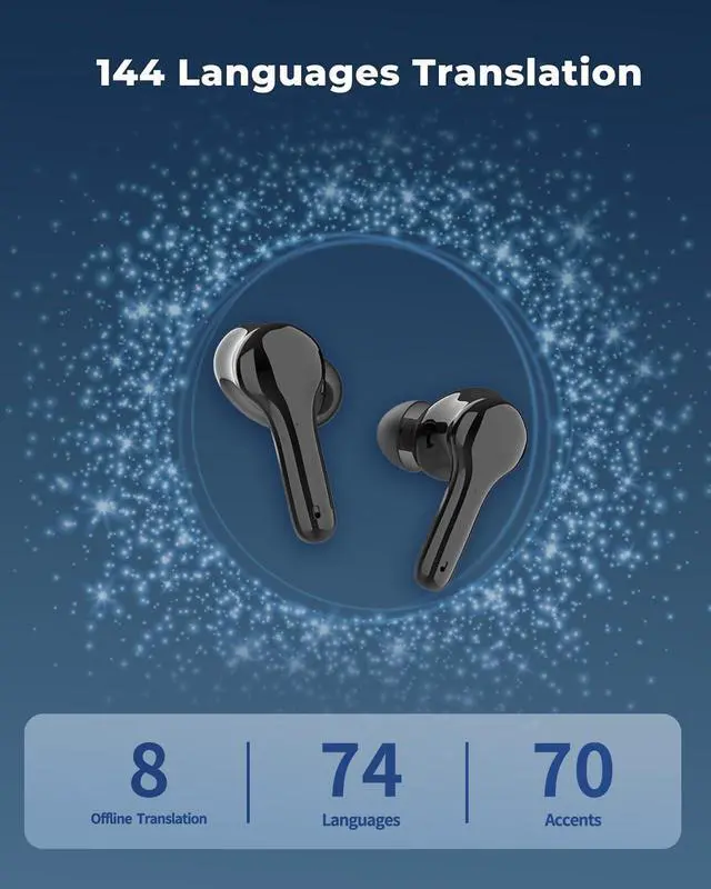 Alt view image 3 of 7 - XUPURTLK AI Translator Earbuds, Language Translator Earbuds, Translation Earbuds Real Time with 144 Languages & Accents, 3-in-1 Translator Device for Travel, Business, Learning (02-Black)