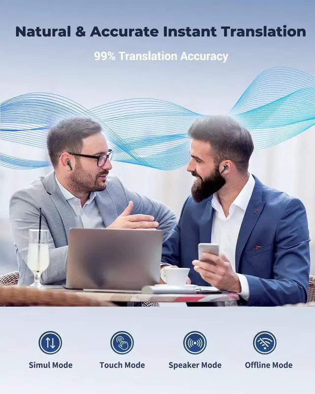 Alt view image 4 of 7 - XUPURTLK AI Translator Earbuds, Language Translator Earbuds, Translation Earbuds Real Time with 144 Languages & Accents, 3-in-1 Translator Device for Travel, Business, Learning (02-Black)