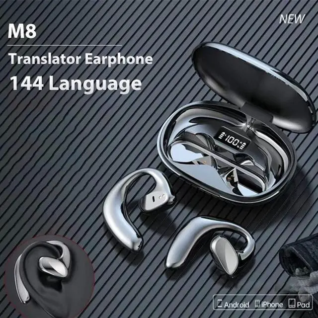 Alt view image 2 of 7 - Flegobey Translator Earbuds Wireless Bluetooth 3in1 Language Translator Earbuds Real Time Translation Device for iOS and Android 144 Languages and Accents Ideal for Travel Business Learning (Black)