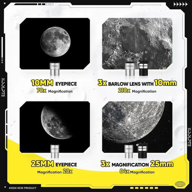 Alt view image 5 of 7 - Telescope, 90mm Aperture 700mm - Vertisteel AZ Mounting Base, High Power Telescopes for Astronomy Enthusiasts, Adults & Kids, with Carrying Bag, Wireless Remote Control, Phone Adapter (Black)