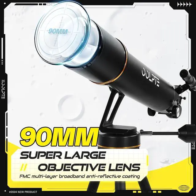 Alt view image 4 of 7 - Telescope, 90mm Aperture 700mm - Vertisteel AZ Mounting Base, High Power Telescopes for Astronomy Enthusiasts, Adults & Kids, with Carrying Bag, Wireless Remote Control, Phone Adapter (Black)