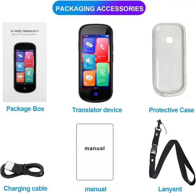 Alt view image 6 of 6 - Language Translator Device, 2024 Two Way Real-Time Voice Translator 4" HD Translator Device No WiFi Needed with Online/Offline/Photo/Text Translation Instant Translator with 137 Languages (Light Grey)