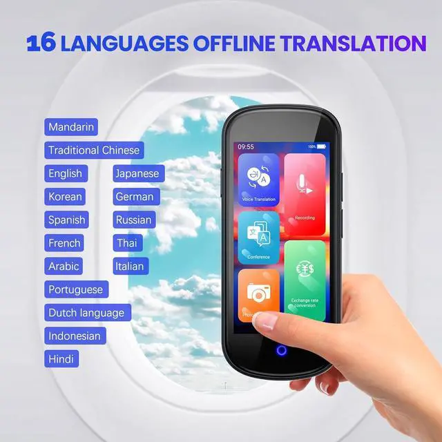 Alt view image 3 of 6 - Language Translator Device, 2024 Two Way Real-Time Voice Translator 4" HD Translator Device No WiFi Needed with Online/Offline/Photo/Text Translation Instant Translator with 137 Languages (Light Grey)