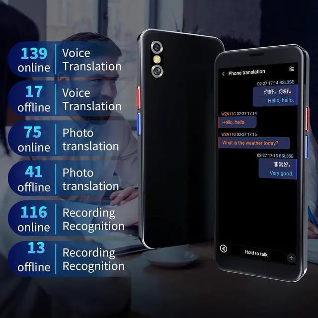 Alt view image 2 of 7 - AI Language Translator Device,Voice Recorder,Two Way Real-Time Voice Translation,Support 139 Languages,ChatGpt Online/Offline,Recording&Photo Translation with 6inch HD Touch Screen (Gray)