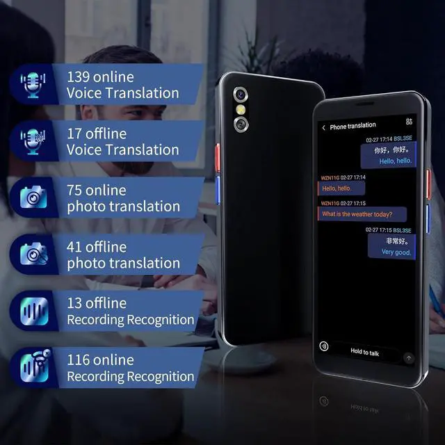 Alt view image 4 of 7 - AI Language Translator Device,Voice Recorder,Two Way Real-Time Voice Translation,Support 139 Languages,ChatGpt Online/Offline,Recording&Photo Translation with 6inch HD Touch Screen (Gray)