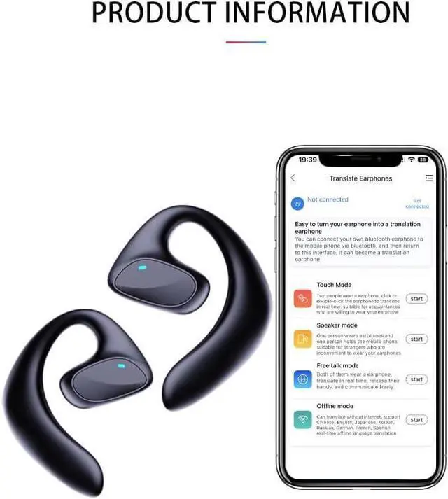 Alt view image 3 of 7 - Keilani Talkease Earbuds Translator, Keilani Talkease, Wireless Translator Earbuds,Translation Earbuds Real Time, 144 Languages High Accuracy Online Translation (Black)